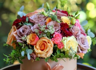 Красота в деталях: искусство оформления букетов в шляпной коробке