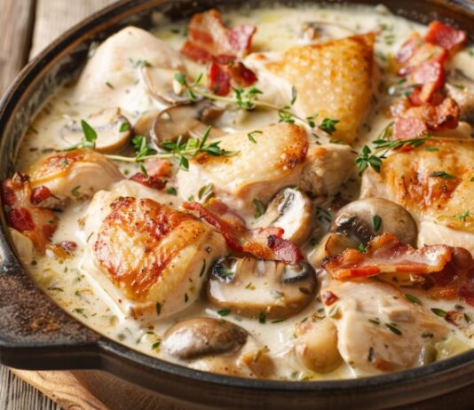 Куриная подлива со сметаной на сковороде