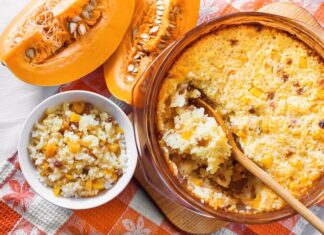 Творожная запеканка с тыквой и манкой в духовке