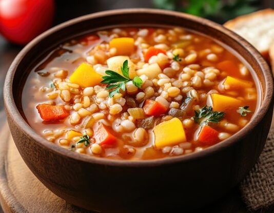 Классический суп с чечевицей, картофелем и мясом