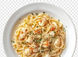 Паста с креветками и сливками