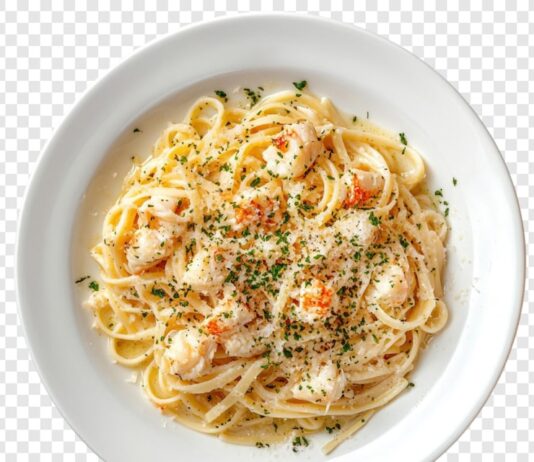 Паста с креветками и сливками